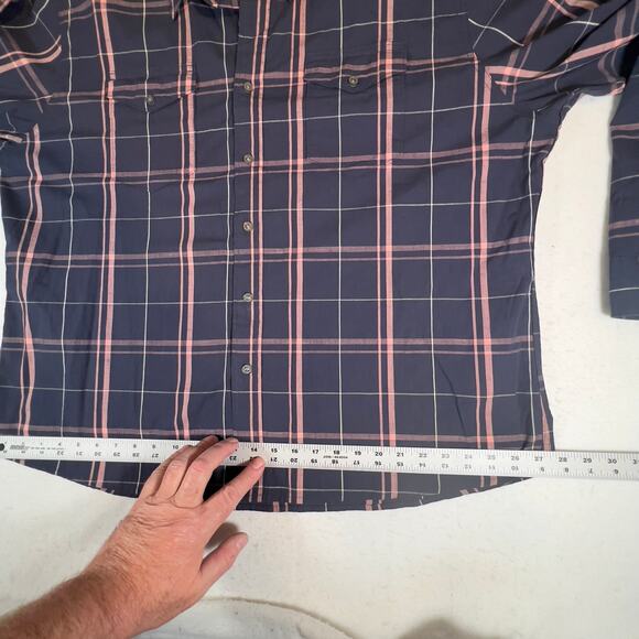 Wrangler Flex for Comfort Button Down Shirt Men 3XL Blue Pink Plaid Long Sleeve - Picture 7 of 12